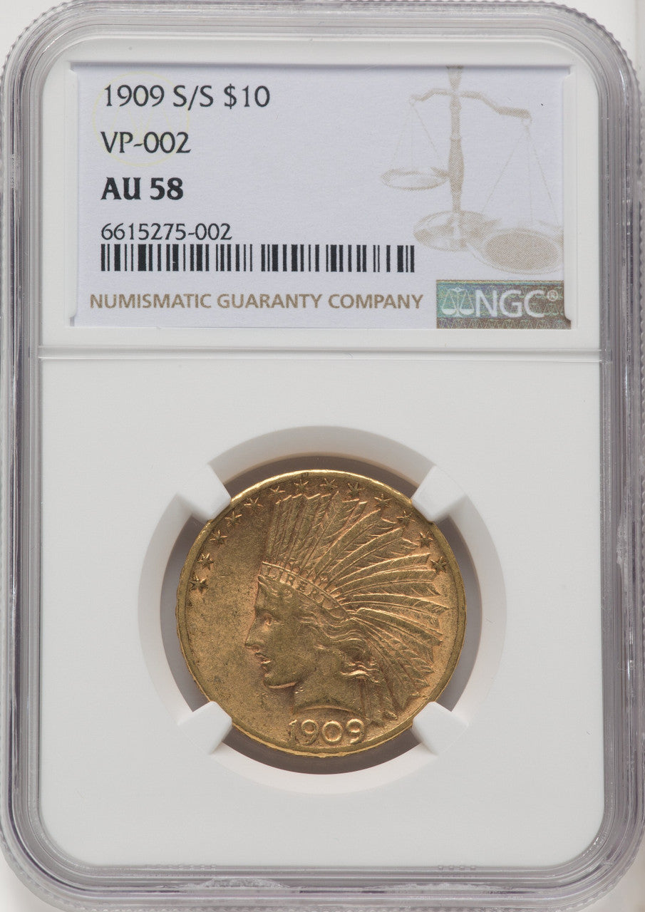 1909-S/S $10 Indian Eagle NGC AU58