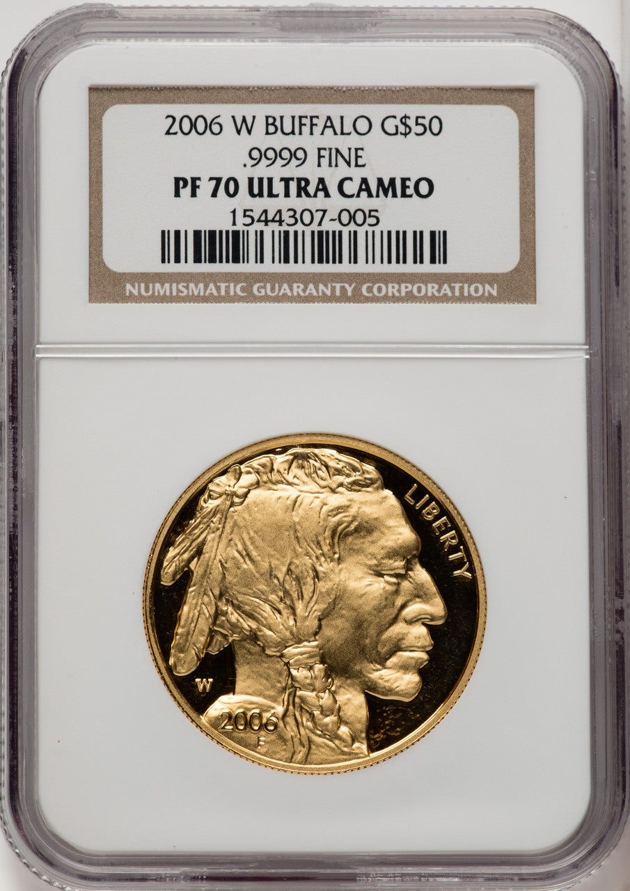 2006-W $50 One-Ounce Gold Buffalo .9999 Fine Gold Brown Label NGC PF70 (506706004)