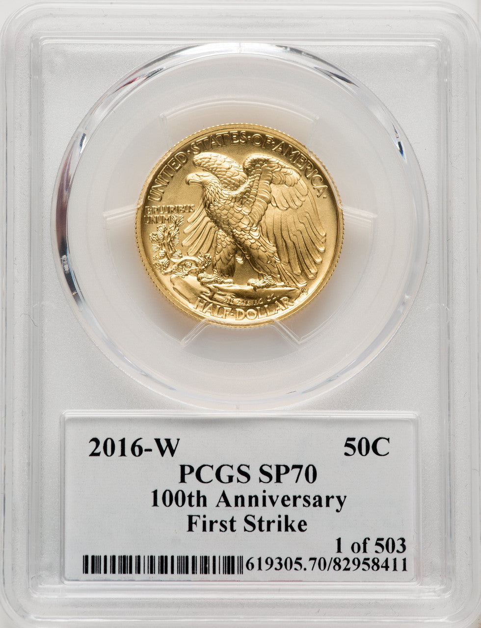 2016-W 50C Walking Liberty 100th Anniversary Gold Centennial FS Ed Moy PCGS MS70