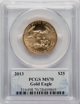 2013 $25 Half-Ounce Gold Eagle PCGS MS70 Philip Diehl
