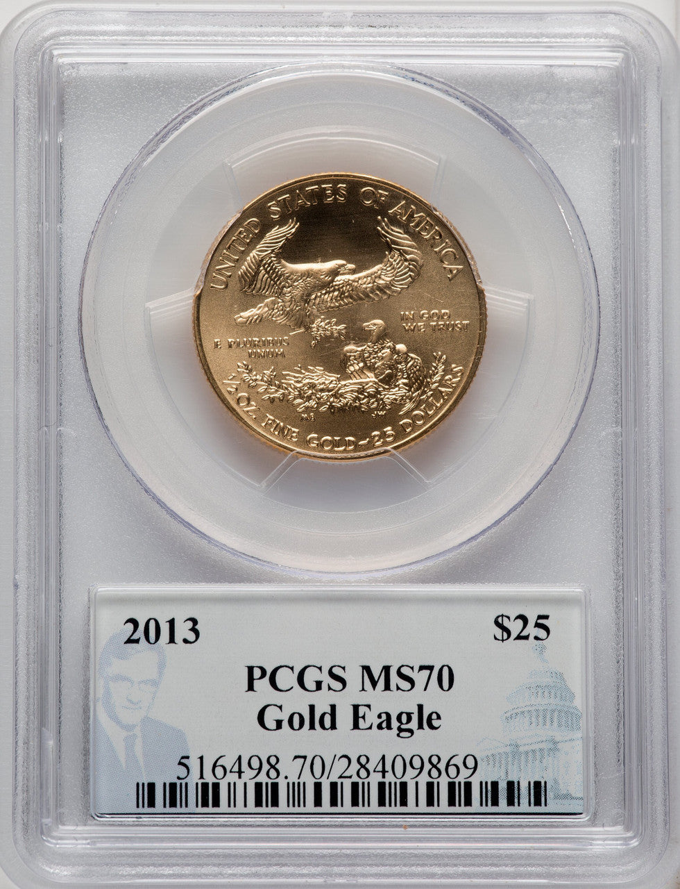 2013 $25 Half-Ounce Gold Eagle PCGS MS70 Philip Diehl