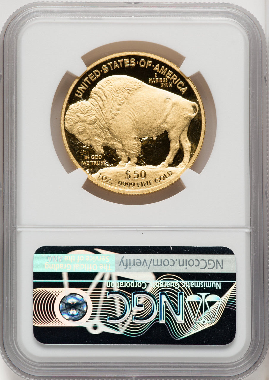 2008-W $50 One-Ounce Gold Buffalo .9999 Fine Gold Mike Castle NGC PF70 (771763034)
