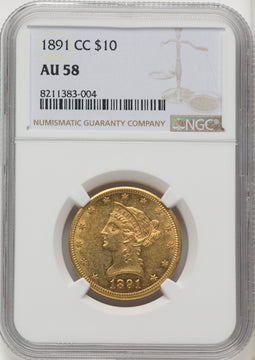 1891-CC $10 Liberty Eagle NGC AU58 (771085084)
