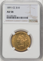 1891-CC $10 Liberty Eagle NGC AU58 (771085084)