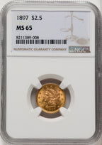 1897 $2.50 Liberty Quarter Eagle NGC MS65
