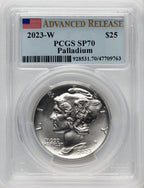 2023-W Palladium Eagle 1 oz Burnished AR Flag PCGS MS70