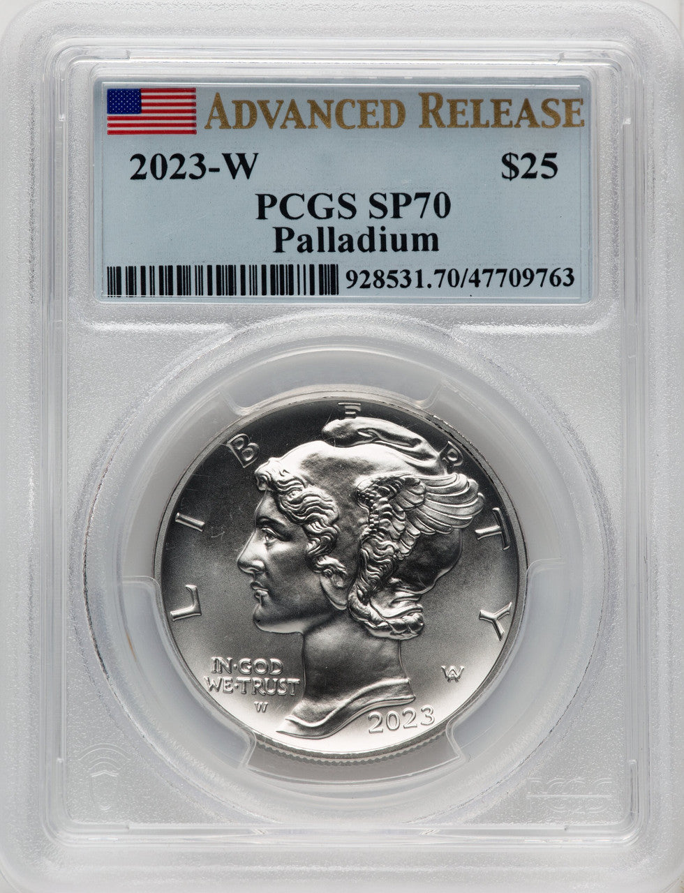 2023-W Palladium Eagle 1 oz Burnished AR Flag PCGS MS70