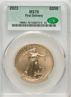 2023 Gold Eagle 1 oz First Delivery CACG MS70