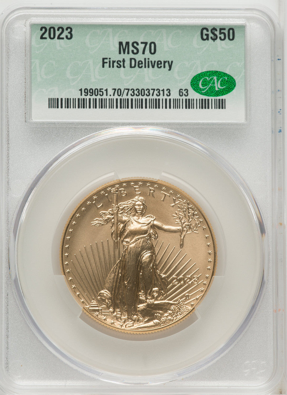 2023 Gold Eagle 1 oz First Delivery CACG MS70