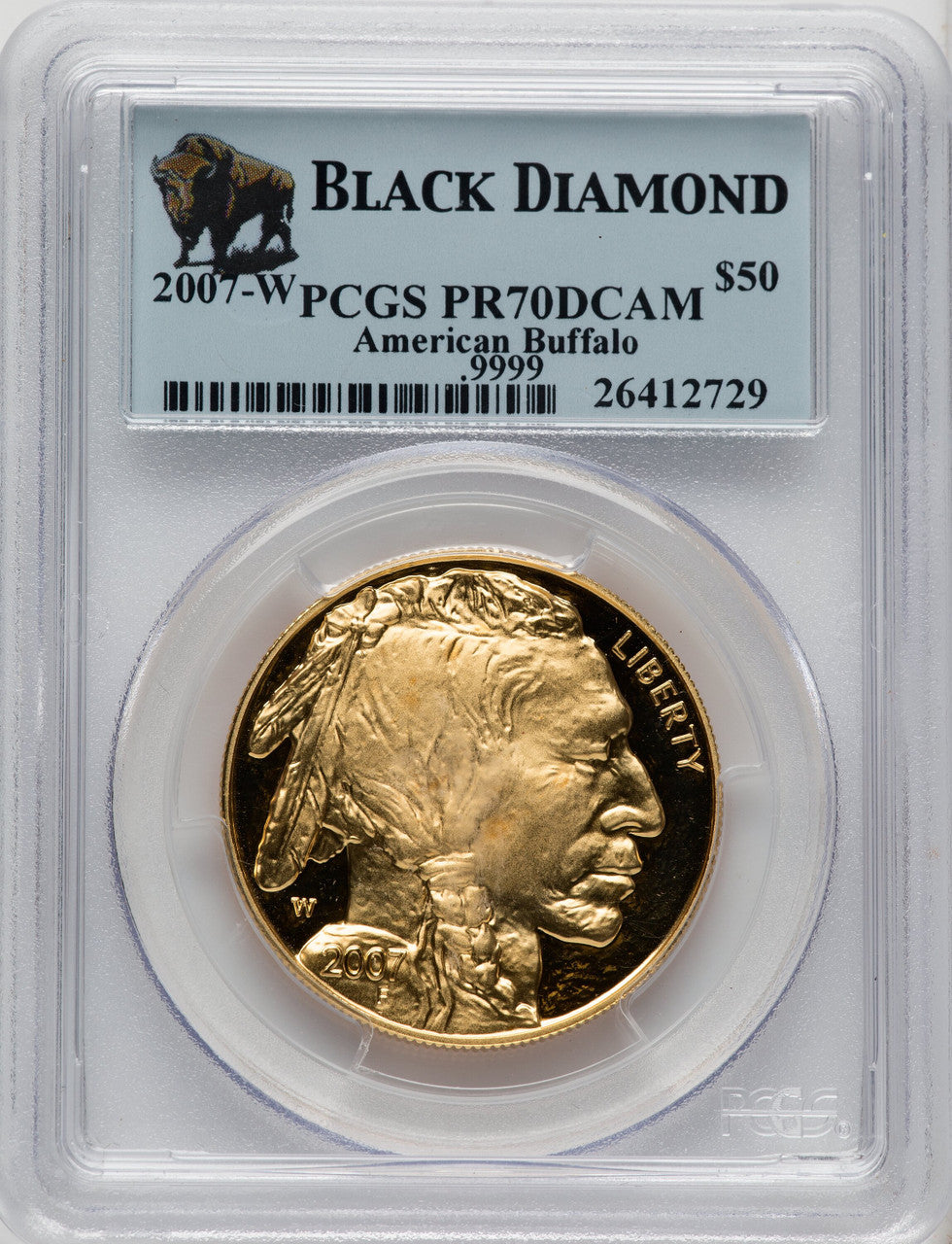 2007-W G$50 One-Ounce Gold Buffalo .9999 Fine Gold PCGS PR70 (506708025)
