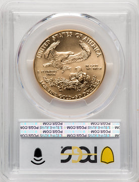 1986 $50 One-Ounce Gold Eagle Blue Gradient PCGS MS70 (771862002)