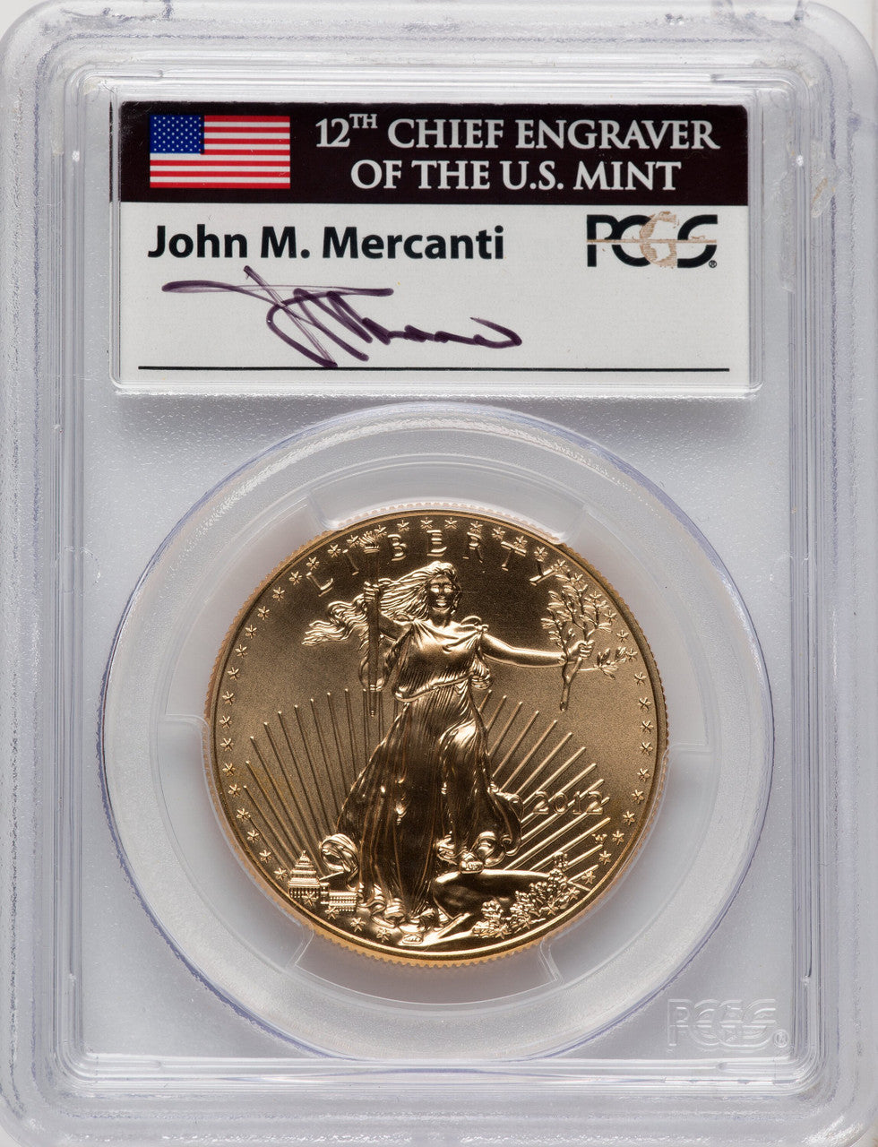 2012-W $50 One Ounce Gold Eagle First Strike PCGS MS70 Mercanti