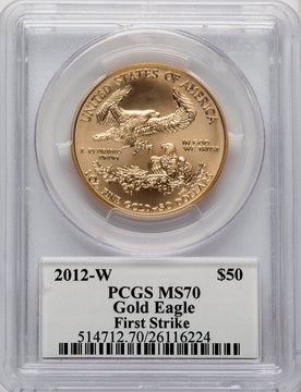 2012-W $50 One Ounce Gold Eagle First Strike PCGS MS70 Mercanti