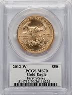 2012-W $50 One Ounce Gold Eagle First Strike PCGS MS70 Mercanti