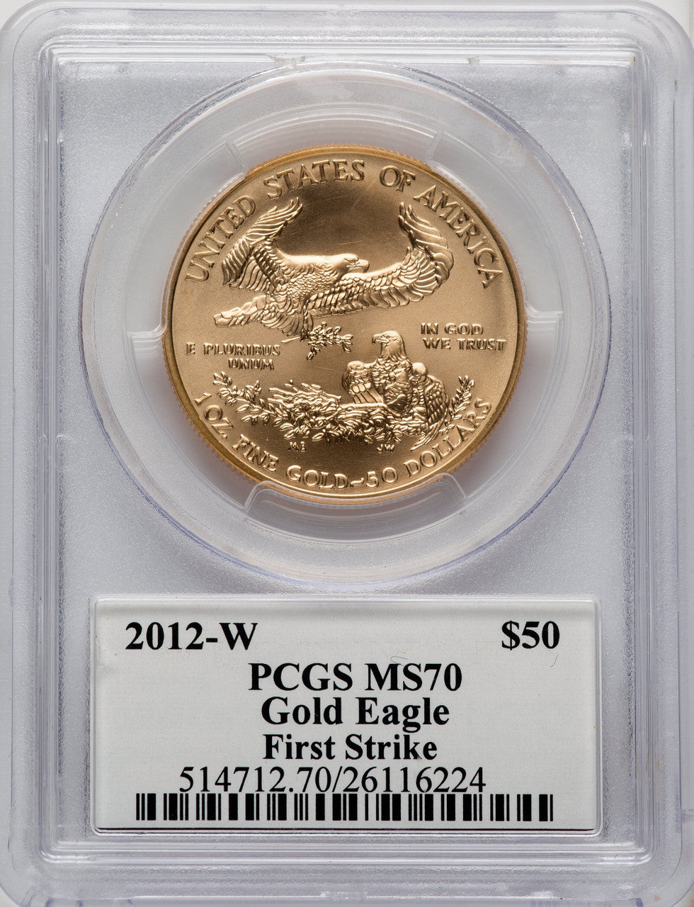 2012-W $50 One Ounce Gold Eagle First Strike PCGS MS70 Mercanti