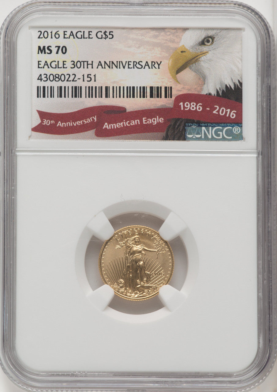 2016 Tenth-Ounce Gold Eagle 30th Anniversary NGC MS70 (506793005)