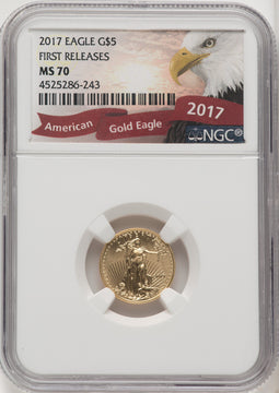 2017 $5 Gold Eagle First Day of Issue NGC MS70 (506793010)