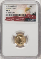 2017 $5 Gold Eagle First Day of Issue NGC MS70 (506793010)