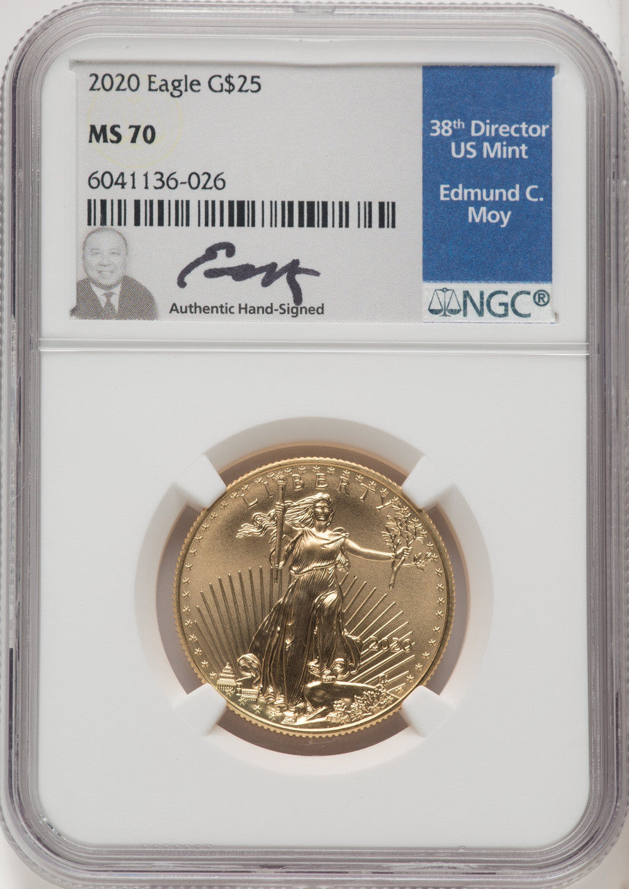 2020 $25 Half-Ounce Gold Eagle Ed Moy NGC MS70