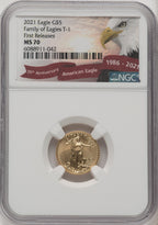 2021 $5 Tenth Ounce Gold Eagle Type One First Day of Issue NGC MS70
