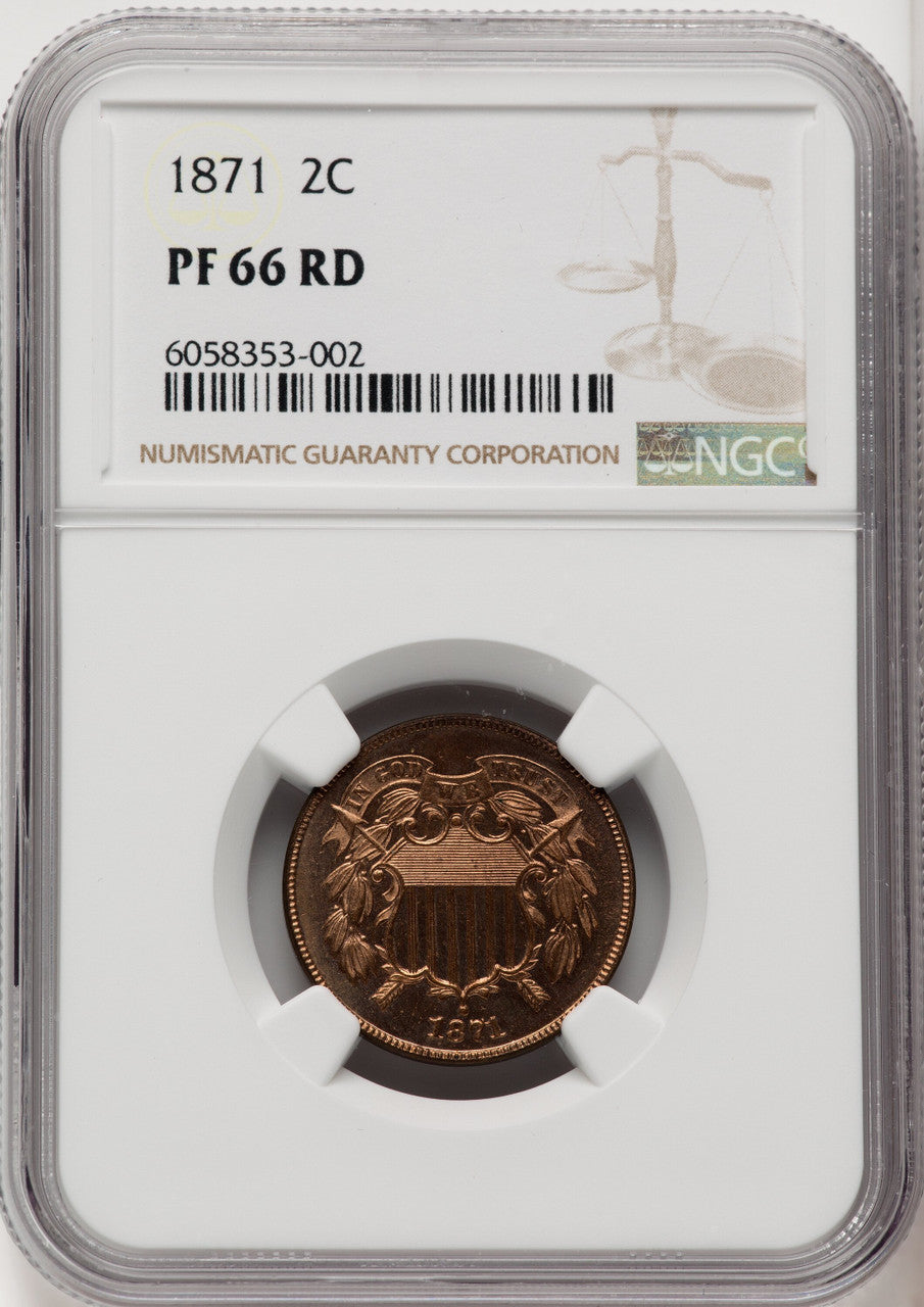 1871 2C RD Proof Two Cent Pieces NGC PR66