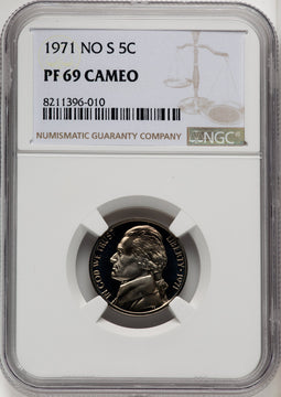 1971 5C NO S CA Proof Jefferson Nickel NGC PR69