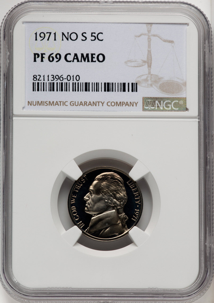 1971 5C NO S CA Proof Jefferson Nickel NGC PR69