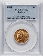1908 $5 Indian Indian Half Eagle PCGS MS62 (505961039)