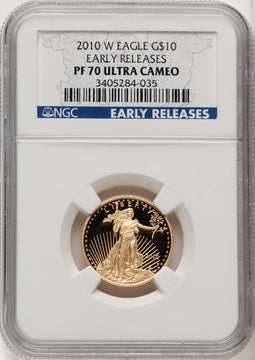 2010-W $10 Quarter-Ounce Gold Eagle First Strike ER Blue NGC PF70 (766510020)