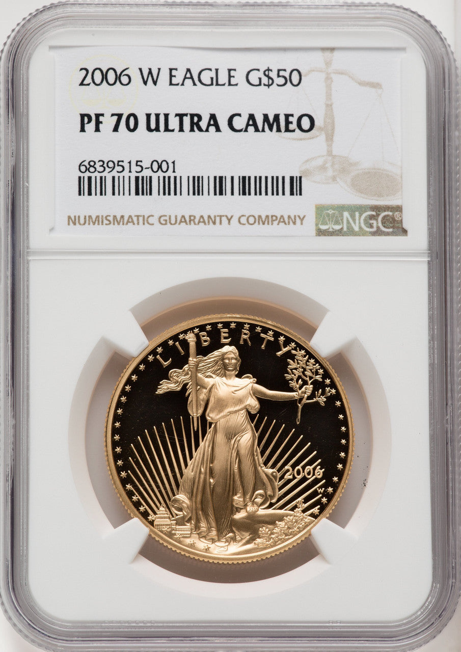 2006-W $50 One-Ounce Gold Eagle 20th Anniversary Brown Label NGC PF70 (771299001)