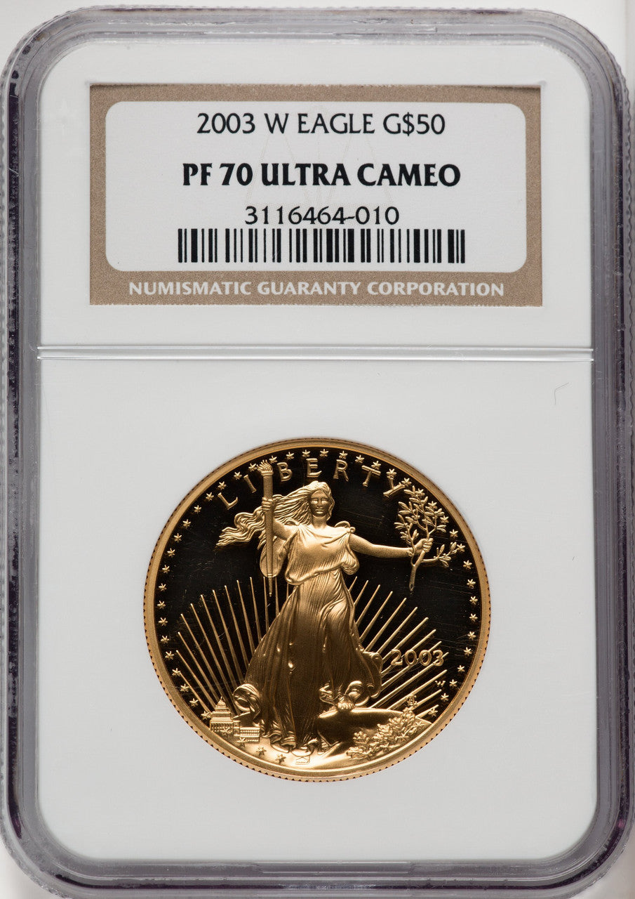 2003-W $50 One-Ounce Gold Eagle Brown Label NGC PF70 (518887036)