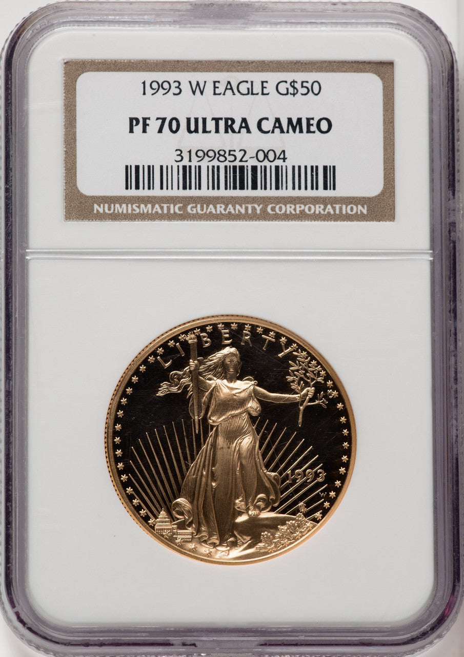 1993-W $50 One-Ounce Gold Eagle Brown Label NGC PF70 (771448005)