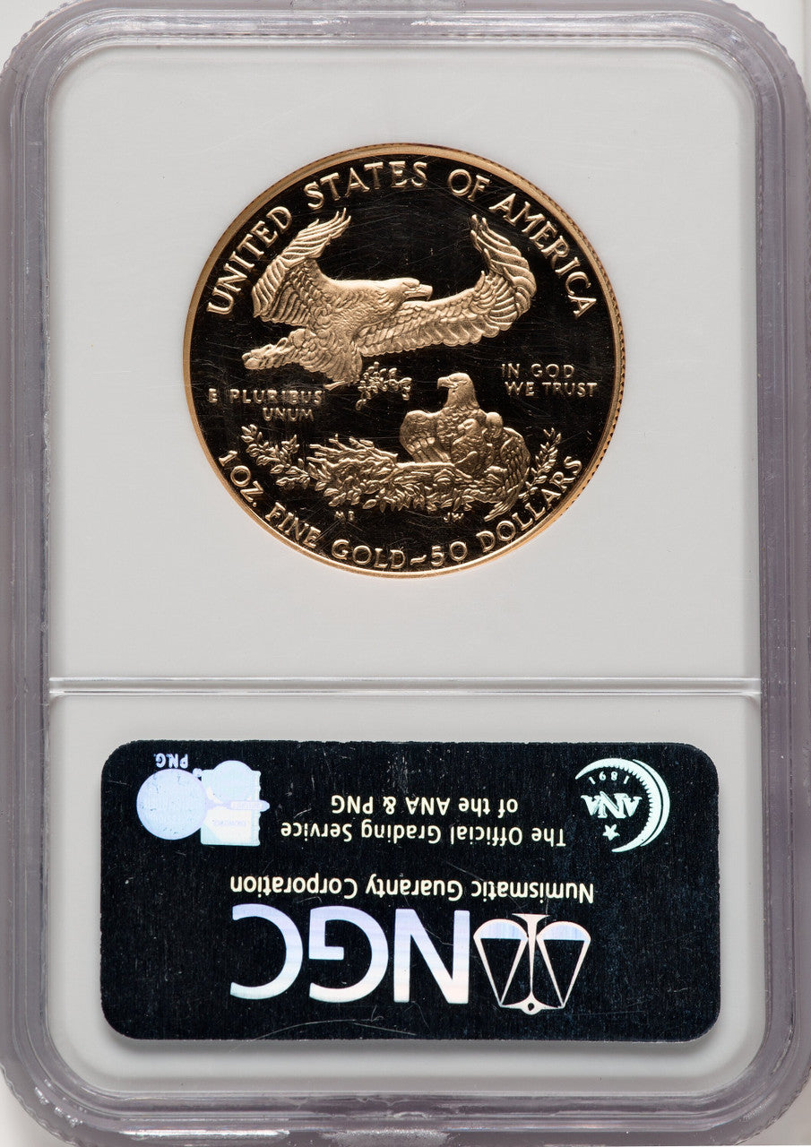 1993-W $50 One-Ounce Gold Eagle Brown Label NGC PF70 (771448005)