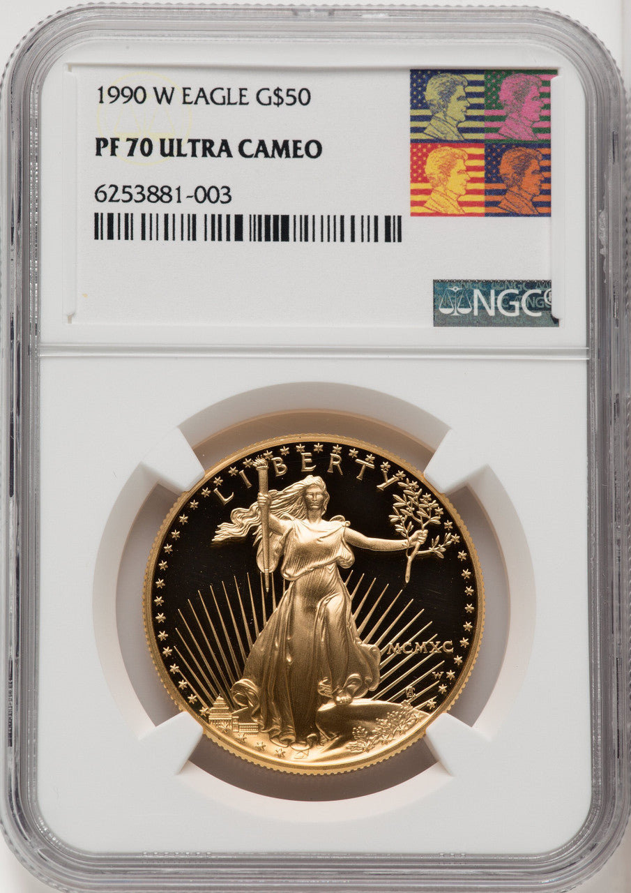 1990-W $50 One-Ounce Gold Eagle NGC PF70 (771603009)