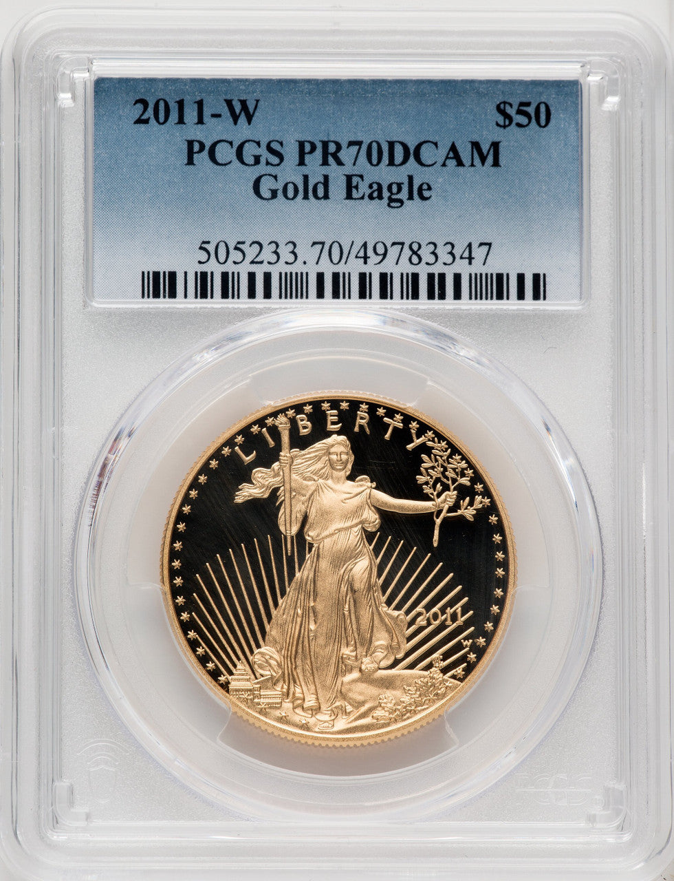 2011-W $50 One-Ounce Gold Eagle Blue Gradient PCGS PR70