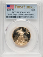 2016-W $25 Half-Ounce Gold Eagle 30th Anniversary FS Flag PCGS PR70