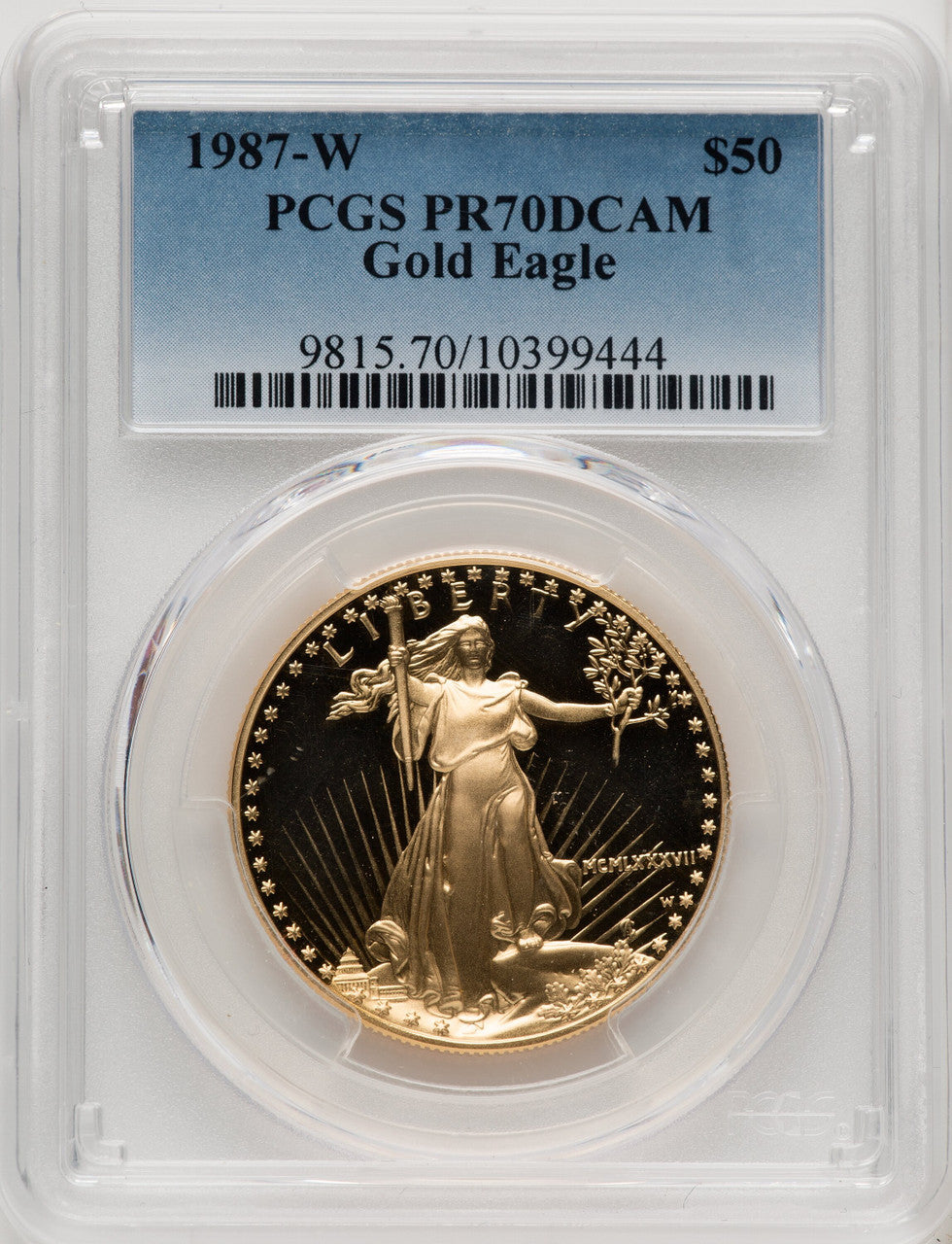 1987-W $50 One-Ounce Gold Eagle PCGS PR70 (506708011)