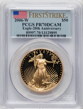2006-W $50 One-Ounce Gold Eagle 20th Anniversary Set First Strike PCGS PR70
