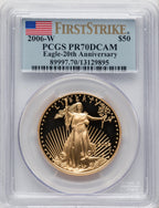 2006-W $50 One-Ounce Gold Eagle 20th Anniversary Set First Strike PCGS PR70
