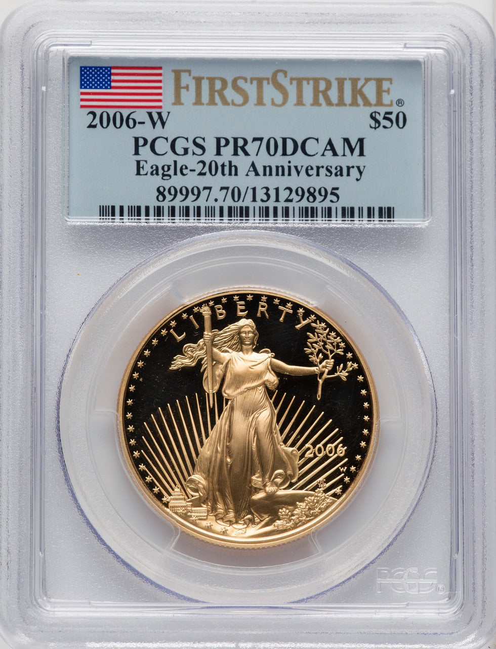2006-W $50 One-Ounce Gold Eagle 20th Anniversary Set First Strike PCGS PR70