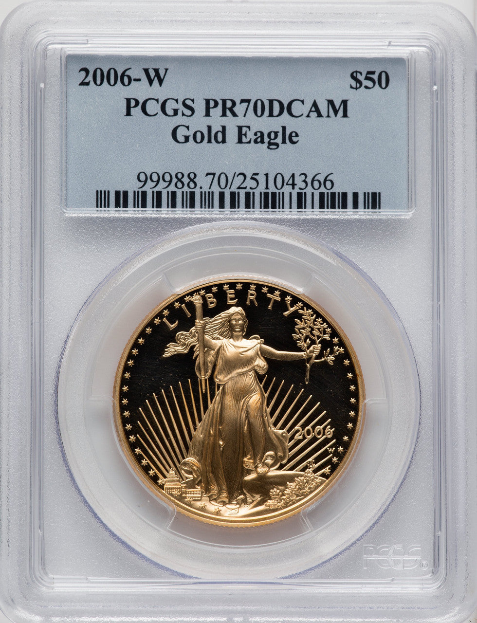 2006-W $50 One-Ounce Gold Eagle PCGS PR70 (506708070)