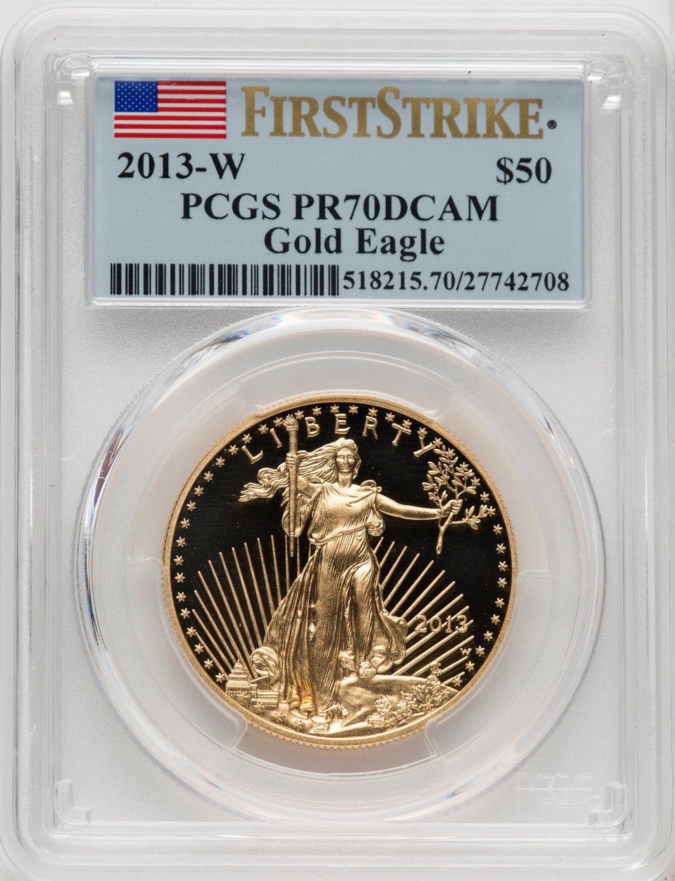 2013-W $50 One-Ounce Gold Eagle First Strike PCGS PR70 (506708067)