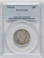 1913-S 25C Barber Quarter PCGS G4