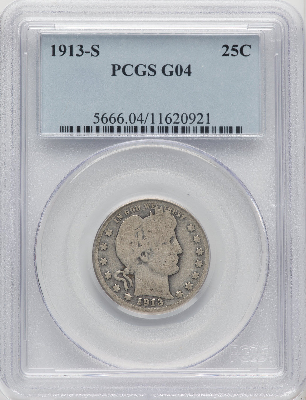 1913-S 25C Barber Quarter PCGS G4