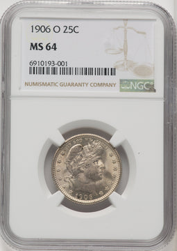 1906-O 25C Barber Quarter NGC MS64