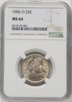 1906-O 25C Barber Quarter NGC MS64