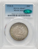 1936-S 50C Rhode Island CAC Commemorative Silver PCGS MS67 (771782042)