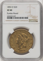 1853-O $20 Liberty Double Eagle NGC XF40