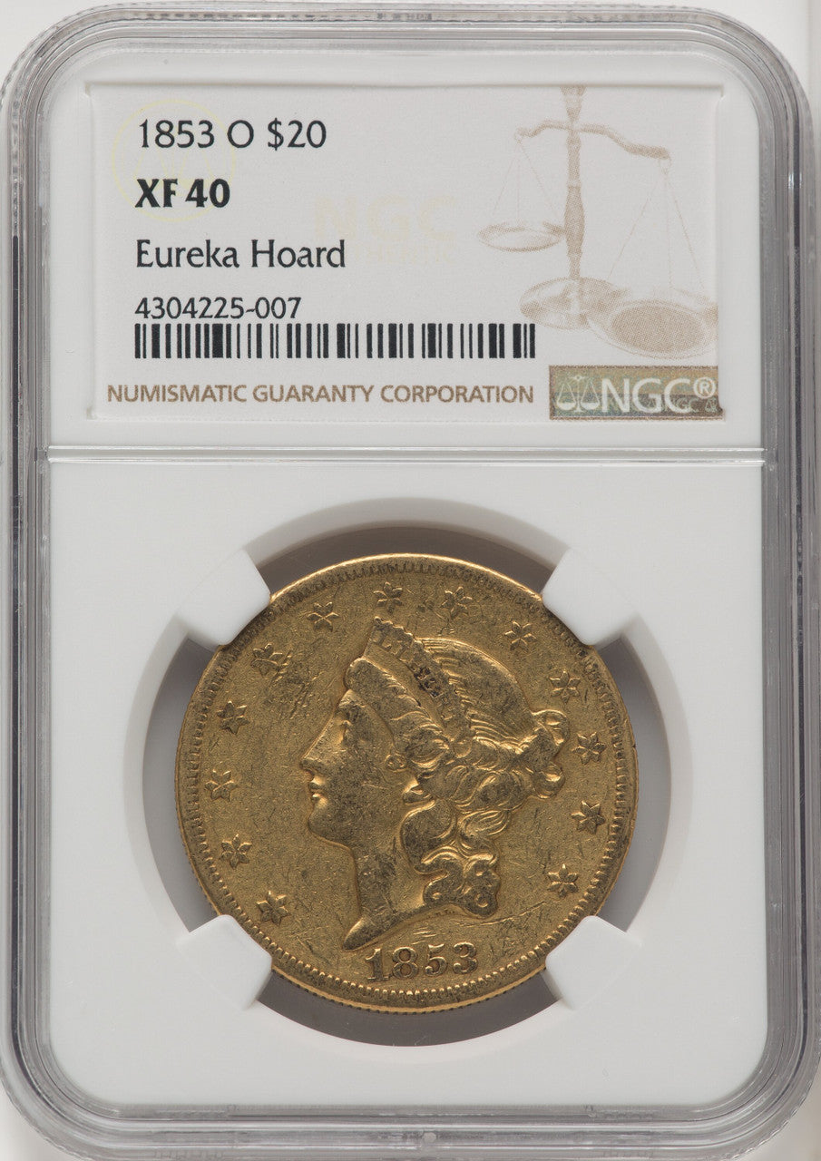 1853-O $20 Liberty Double Eagle NGC XF40