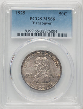1925 50C Vancouver Commemorative Silver PCGS MS66